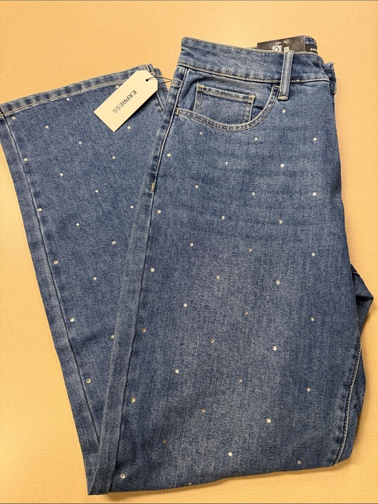 Express Denim - NWT Women’s Express Blue Wide-Leg Jeans with Rhinestone Detail Size 6